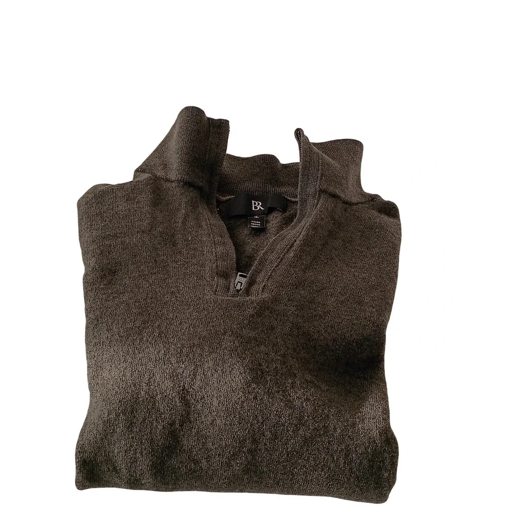 Banana Republic Mens M Tall Gray 100% Italian‎ Merino Wool 1/4 Zip Sweater